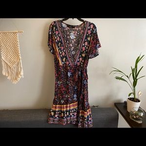 Pattern wrap dress